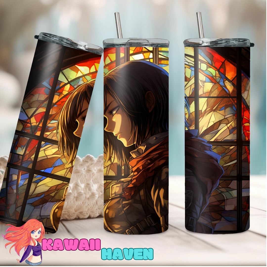 Attack on Titan - Mikasa Ackerman Stained Glass Tumbler 🌟