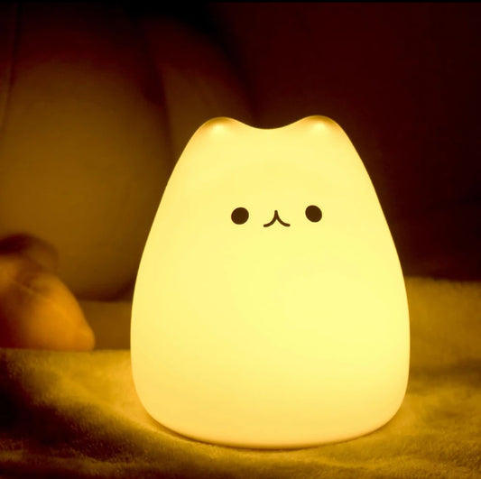 Kawaii Silicone Cat Lamp || Kitty Night Light Room Decor