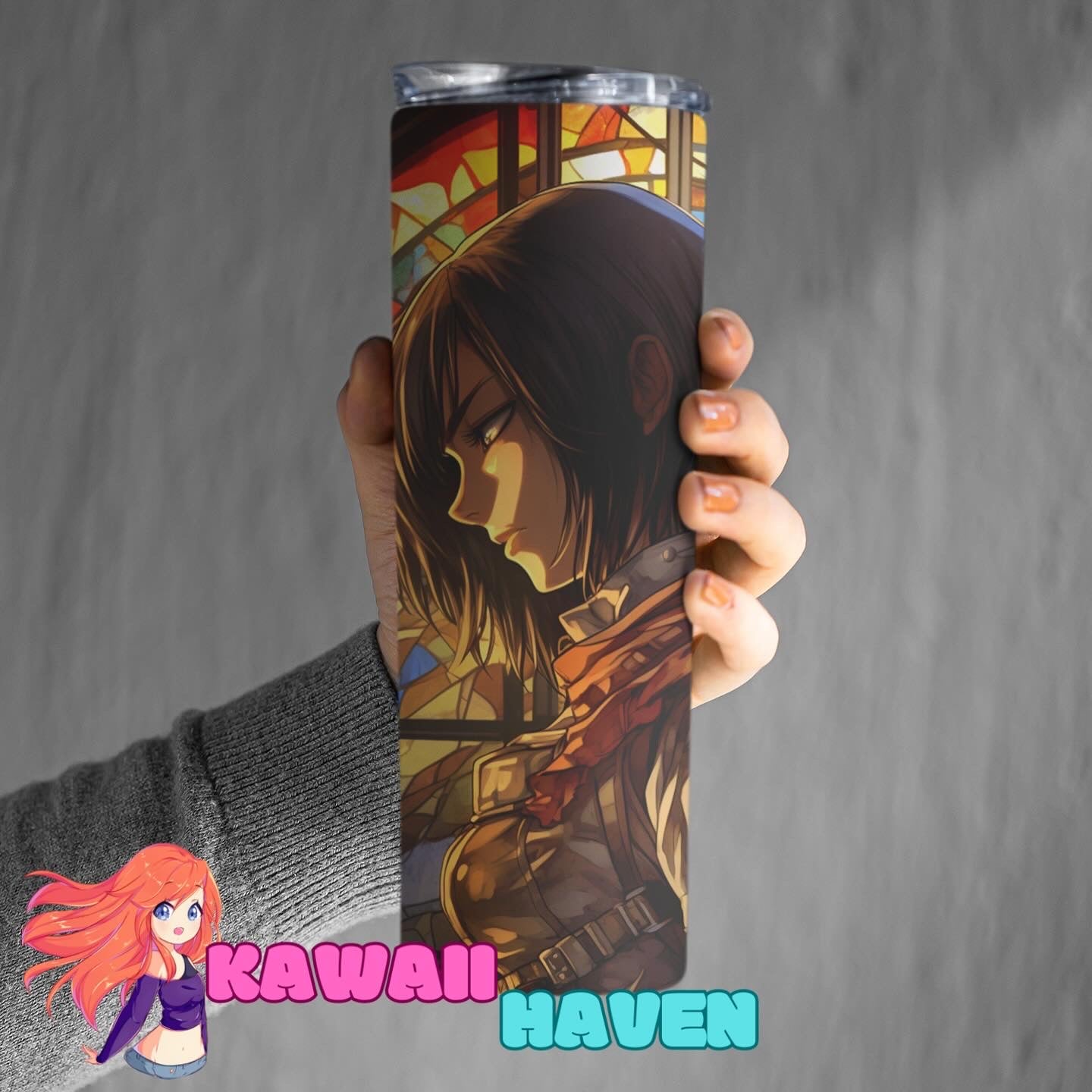 Attack on Titan - Mikasa Ackerman Stained Glass Tumbler 🌟