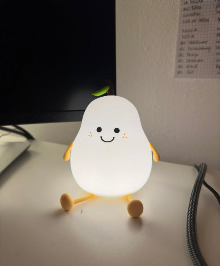 Cute Pear Fruit LED Night Light USB Rechargeable Silicone Decor